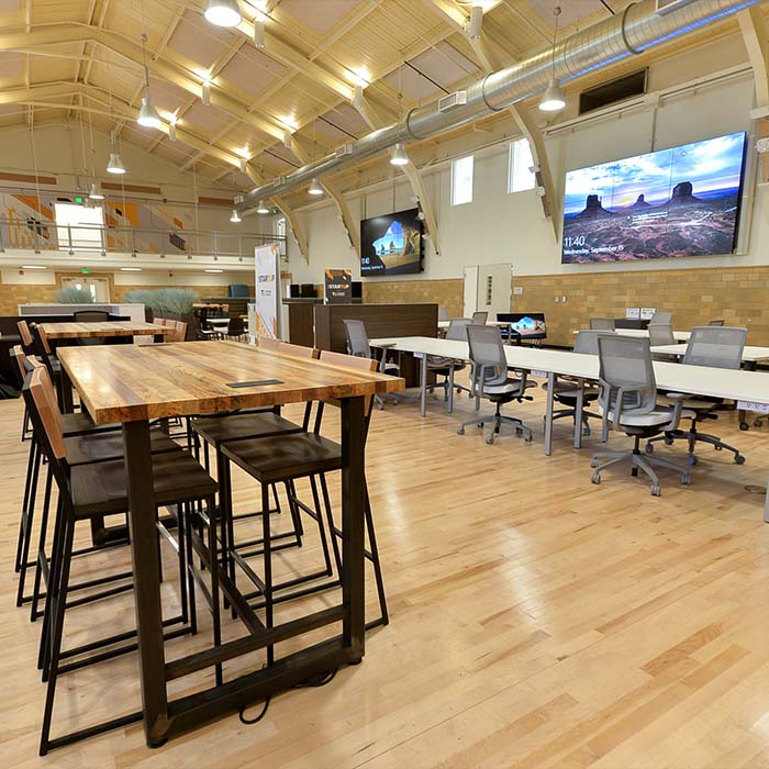 Seating area at the armory