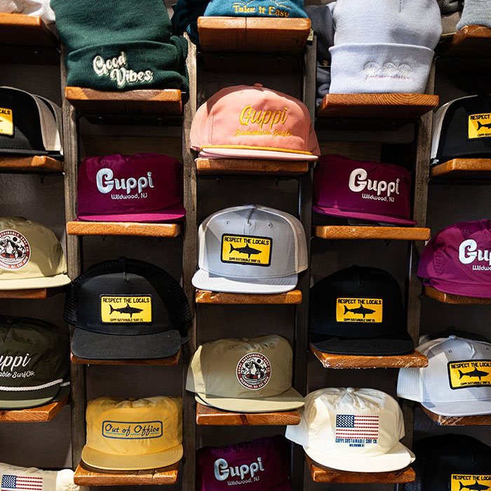 rows of hats