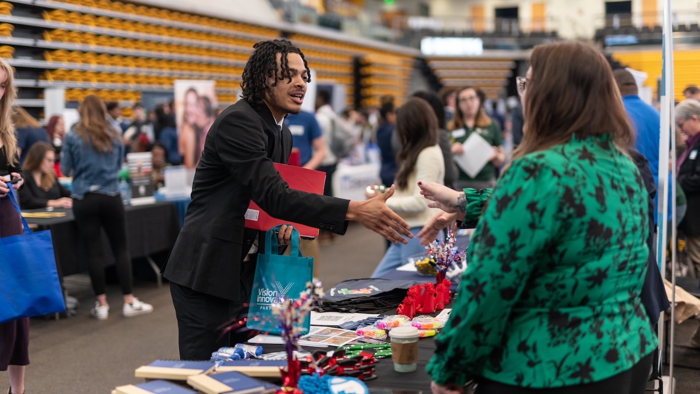 TU student at a career fair