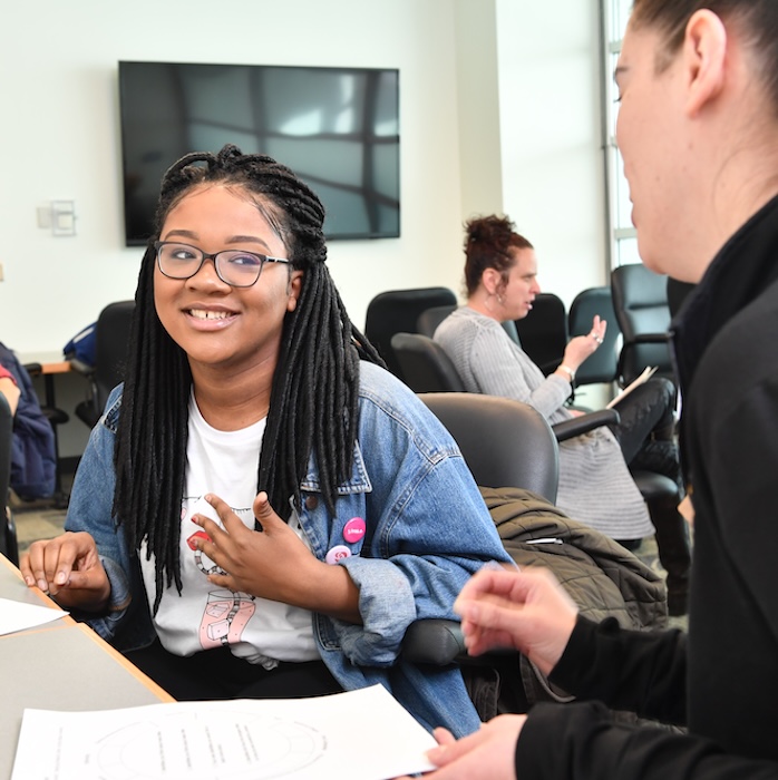 Students participate in a group discussion as part of TSEM's Diversity Dialogue for Social Justice. 
